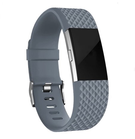 Fitbit Charge 2 diamant silicone band (grijs)