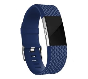 Fitbit Charge 2 diamant silicone band (donkerblauw)