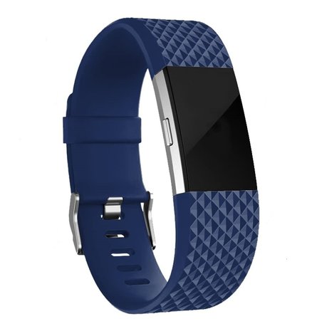 Fitbit Charge 2 diamant silicone band (donkerblauw)