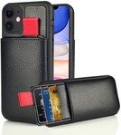 ShieldCase® ShieldCase Leren case met pashouder iPhone 11 (zwart)