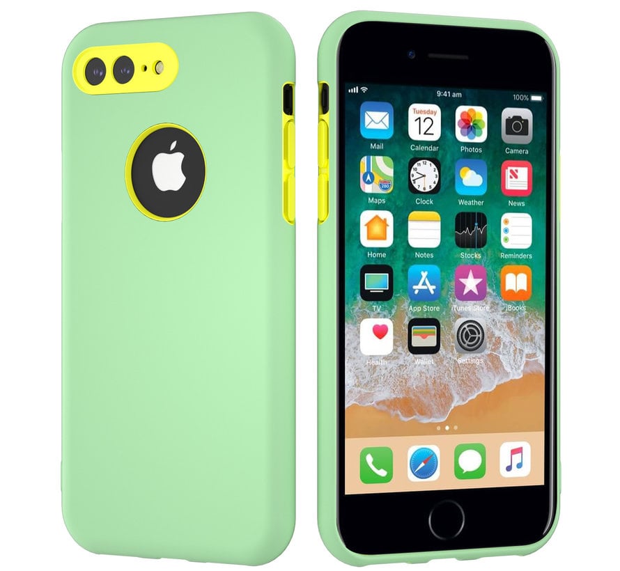 ShieldCase dubbellaags siliconen hoesje iPhone 8 Plus / 7 Plus (Lichtgroen-geel)