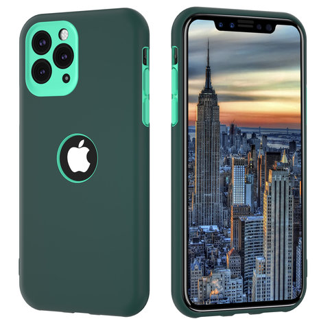 ShieldCase® ShieldCase dubbellaags siliconen hoesje iPhone 11 Pro (groen-aqua)