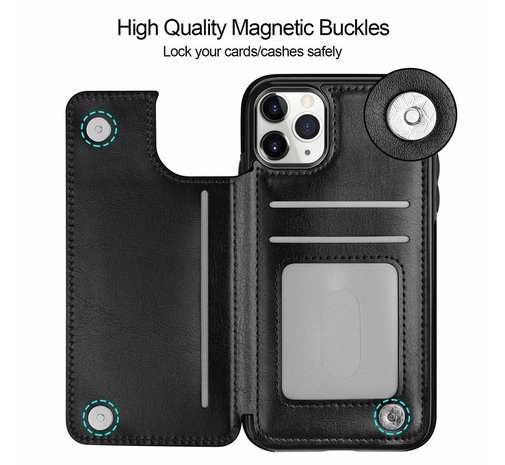 ShieldCase® ShieldCase iPhone 12 Pro wallet case - 6.1 inch (zwart) ShieldCase® ShieldCase iPhone 12 Pro wallet case - 6.1 inch (zwart)