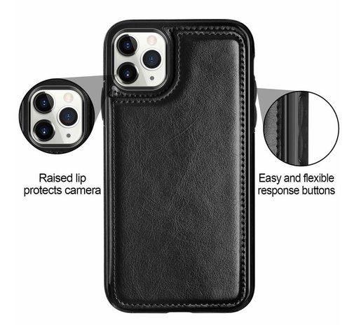 ShieldCase® ShieldCase iPhone 12 Pro wallet case - 6.1 inch (zwart) ShieldCase® ShieldCase iPhone 12 Pro wallet case - 6.1 inch (zwart)