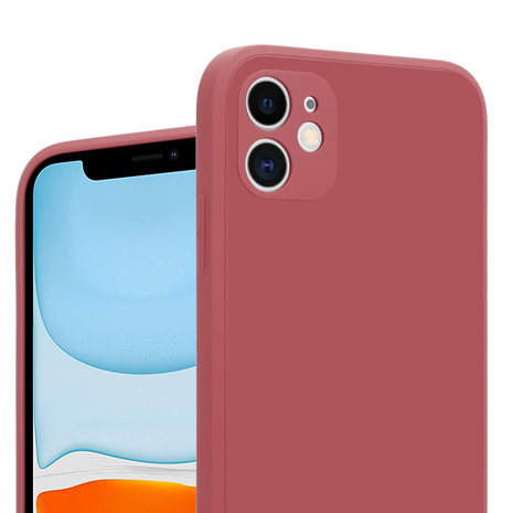 ShieldCase® ShieldCase iPhone 11 vierkante silicone case (donkerrood)