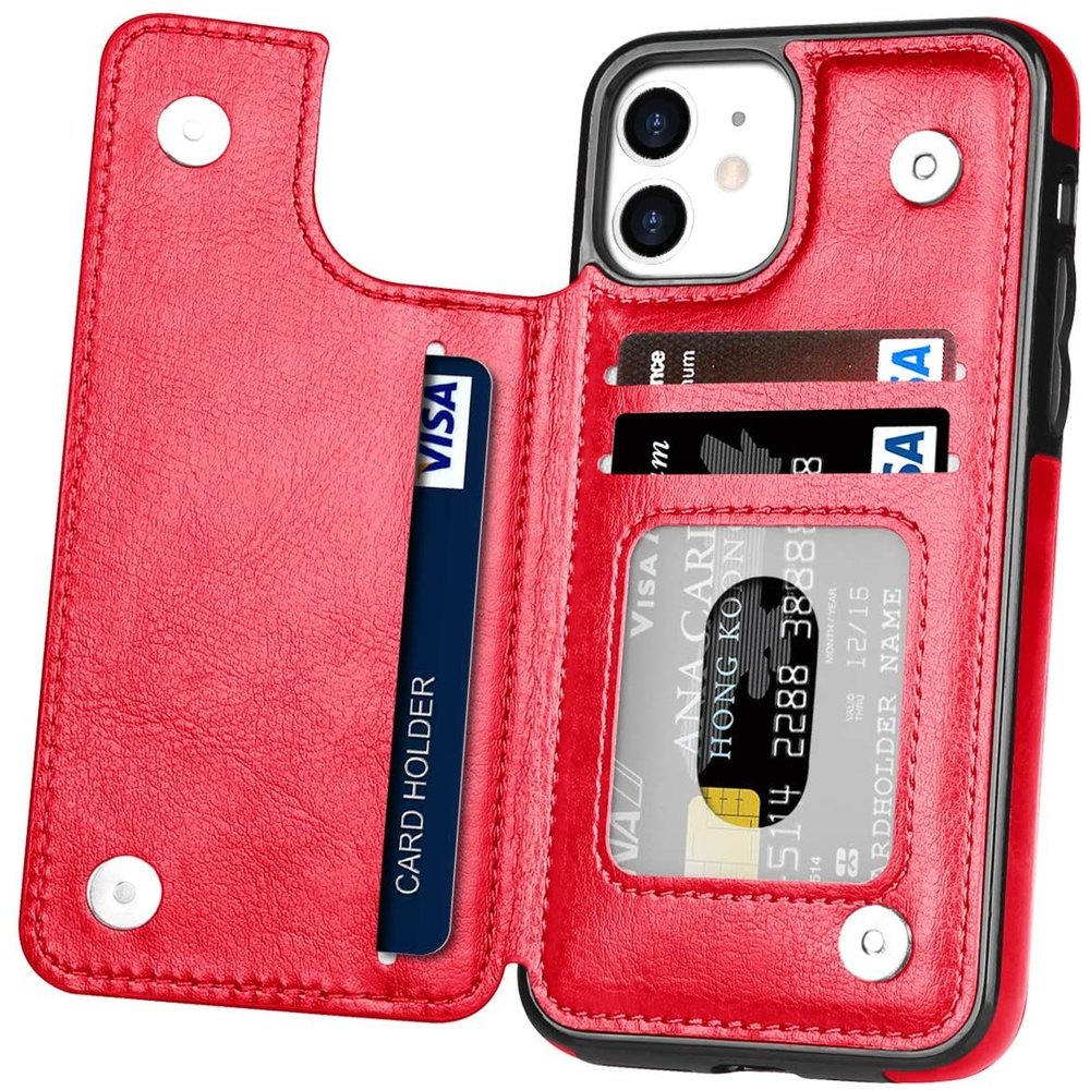 iPhone 12 wallet case 6.1 inch (rood) PhoneFactory