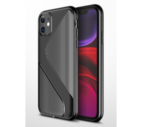 ShieldCase® Gestreept siliconen hoesje iPhone 12  - 6.1 inch (zwart)