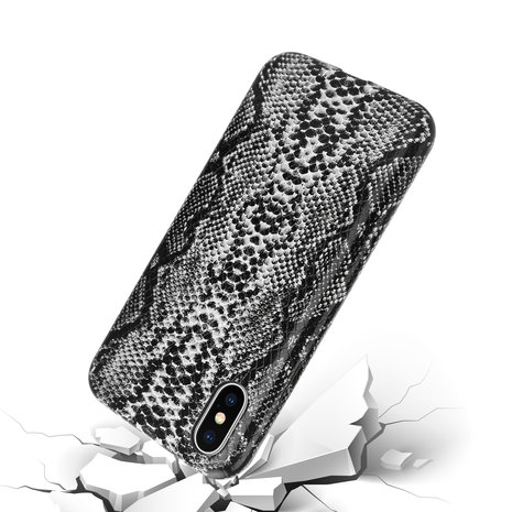 ShieldCase® ShieldCase Guilty Grey Snake Print iPhone X / Xs hoesje (wit-grijs) ShieldCase® ShieldCase Guilty Grey Snake Print iPhone X / Xs hoesje (wit-grijs)