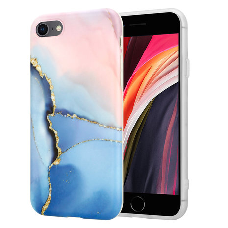 vloeiend Crack pot zoeken iPhone 7 / iPhone 8 hoesje marmer (roze/blauw) - Phone-Factory