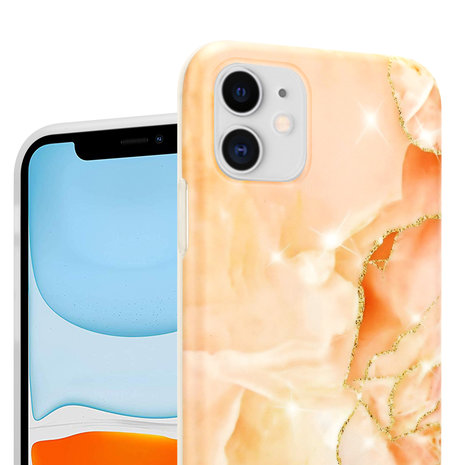 ShieldCase® ShieldCase Peachy Dreamy Marmer iPhone 11 hoesje (oranje) ShieldCase® ShieldCase Peachy Dreamy Marmer iPhone 11 hoesje (oranje)