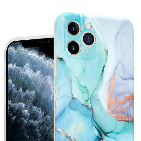 ShieldCase® ShieldCase Ocean Blue Marmer iPhone 11 Pro Max hoesje met camerabescherming (groen/blauw) ShieldCase® ShieldCase Ocean Blue Marmer iPhone 11 Pro Max hoesje met camerabescherming (groen/blauw)