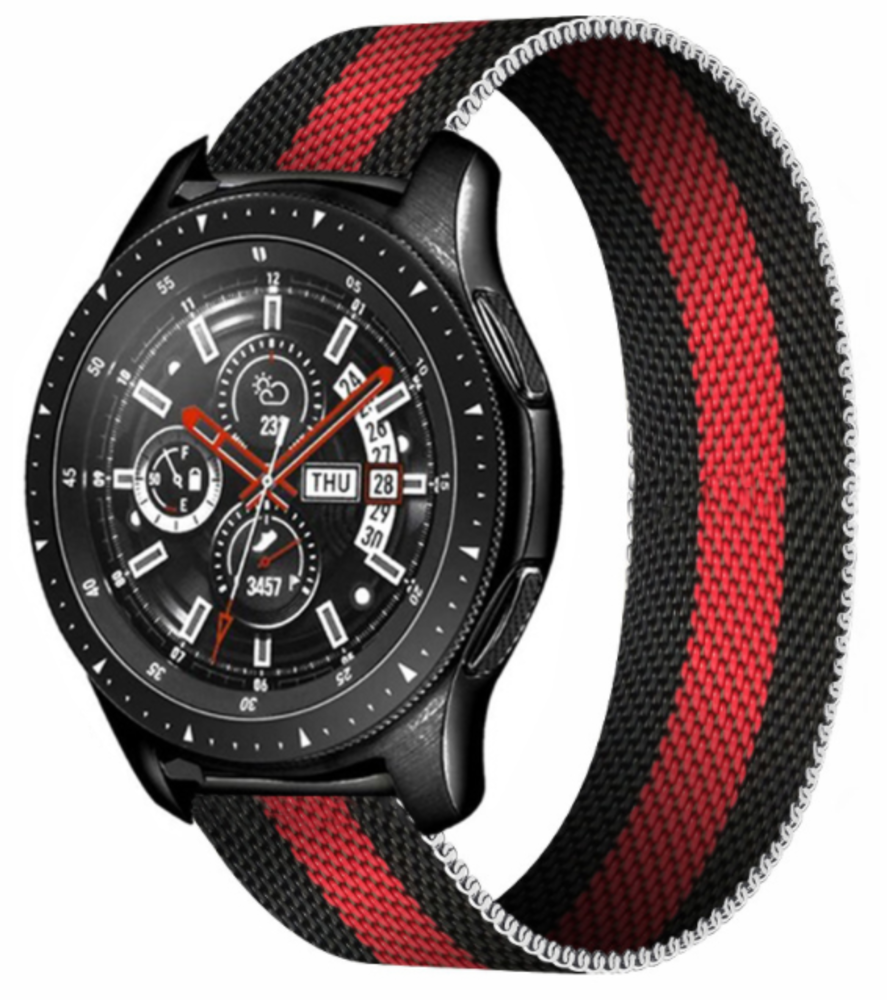 Samsung Galaxy Watch Milanese band (zwart/rood) Samsung Galaxy Watch Milanese band (zwart/rood)