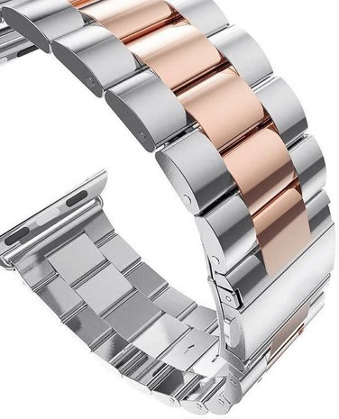 Apple Watch stalen band (zilver rosé goud) Apple Watch stalen band (zilver rosé goud)