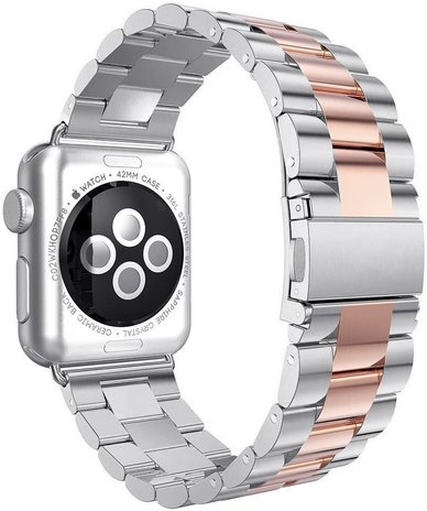 Apple Watch stalen band (zilver rosé goud) Apple Watch stalen band (zilver rosé goud)