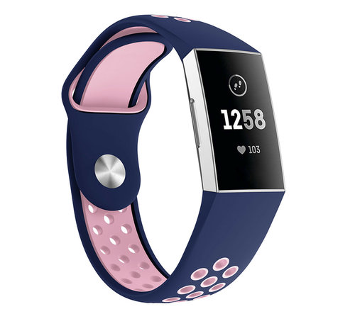Fitbit Charge 3 sport band (donkerblauw/roze)