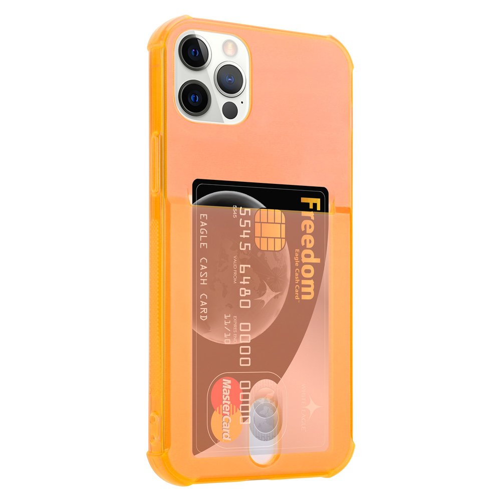 ShieldCase® ShieldCase Shock case met pashouder iPhone 12 Pro Max - 6.7 inch - Oranje ShieldCase® ShieldCase Shock case met pashouder iPhone 12 Pro Max - 6.7 inch - Oranje