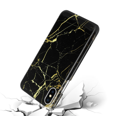 ShieldCase® ShieldCase Amazing Black Marmer iPhone X / Xs hoesje (zwart) ShieldCase® ShieldCase Amazing Black Marmer iPhone X / Xs hoesje (zwart)