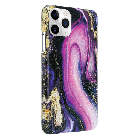 ShieldCase® ShieldCase Galaxy Marmer iPhone 12 - 6.1 inch hoesje (paars) ShieldCase® ShieldCase Galaxy Marmer iPhone 12 - 6.1 inch hoesje (paars)