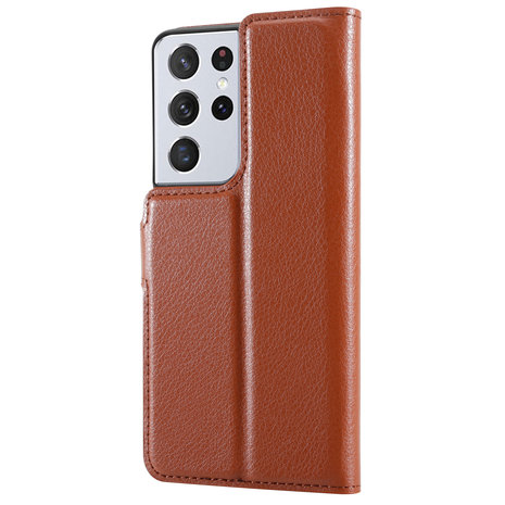 ShieldCase® Shieldcase Samsung Galaxy S21 Ultra wallet bookcase (bruin) ShieldCase® Shieldcase Samsung Galaxy S21 Ultra wallet bookcase (bruin)