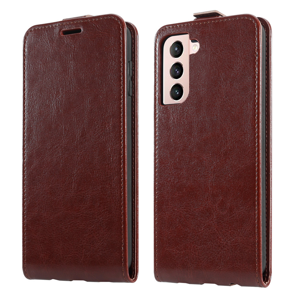 ShieldCase® Shieldcase Samsung Galaxy S21 flip case (bruin leer) ShieldCase® Shieldcase Samsung Galaxy S21 flip case (bruin leer)