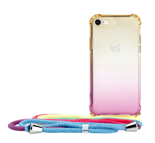 Meander Snooze Tub Hoesje met koord iPhone 7/8 (geel/roze) - Phone-Factory