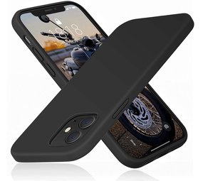 Ceezs iPhone 12 Mini hoesje siliconen / iPhone 12 Mini case silicone zwart + glazen Screenprotector