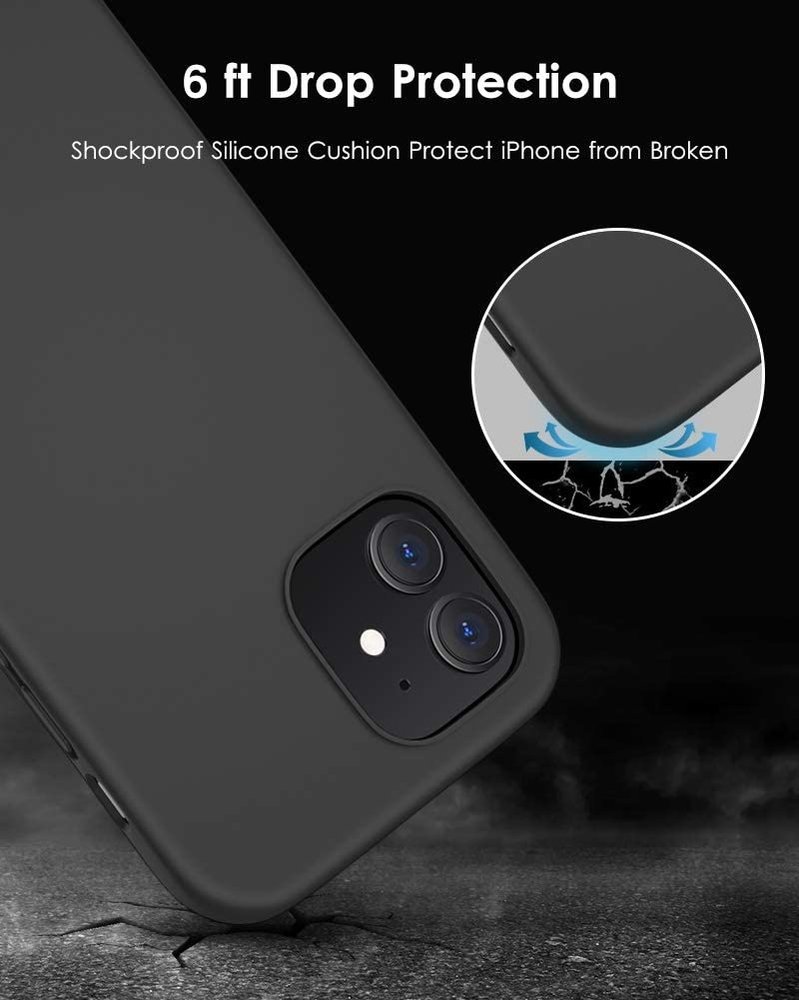 Ceezs Ceezs iPhone 12 Mini hoesje siliconen / iPhone 12 Mini case silicone zwart + glazen Screenprotector