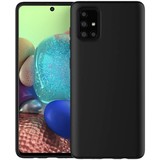 Ceezs Samsung A71 hoesje siliconen case zwart + glazen Screenprotector