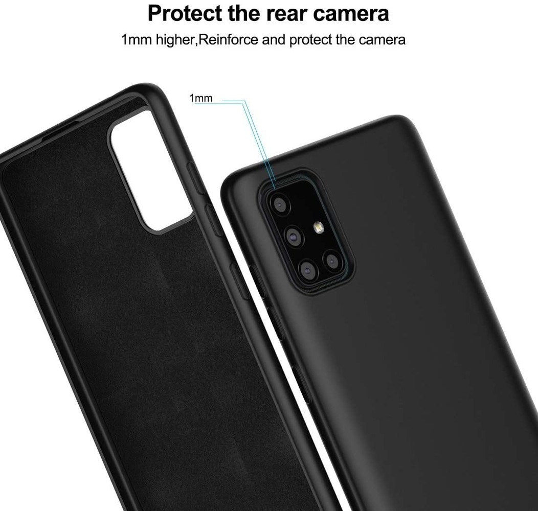 Ceezs Ceezs Samsung A71 hoesje siliconen case zwart + glazen Screenprotector