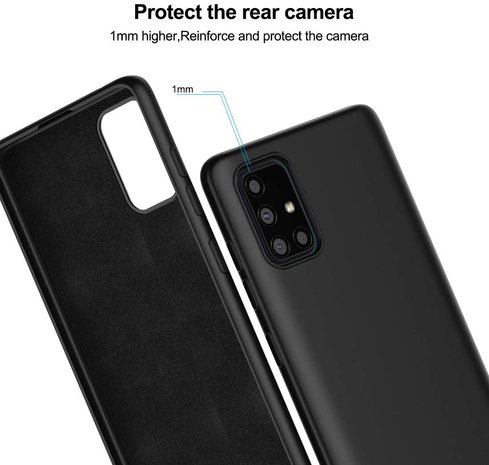 Ceezs Ceezs Samsung A71 hoesje siliconen case zwart + glazen Screenprotector