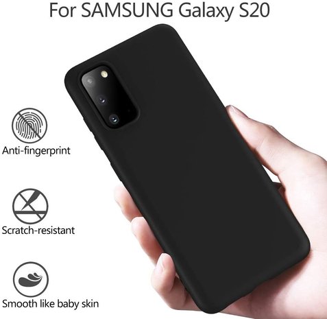 Ceezs Ceezs Samsung S20 hoesje siliconen case zwart + glazen Screenprotector