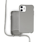 Coverzs Coverzs Silicone case met koord iPhone 12 / 12 Pro (grijs)