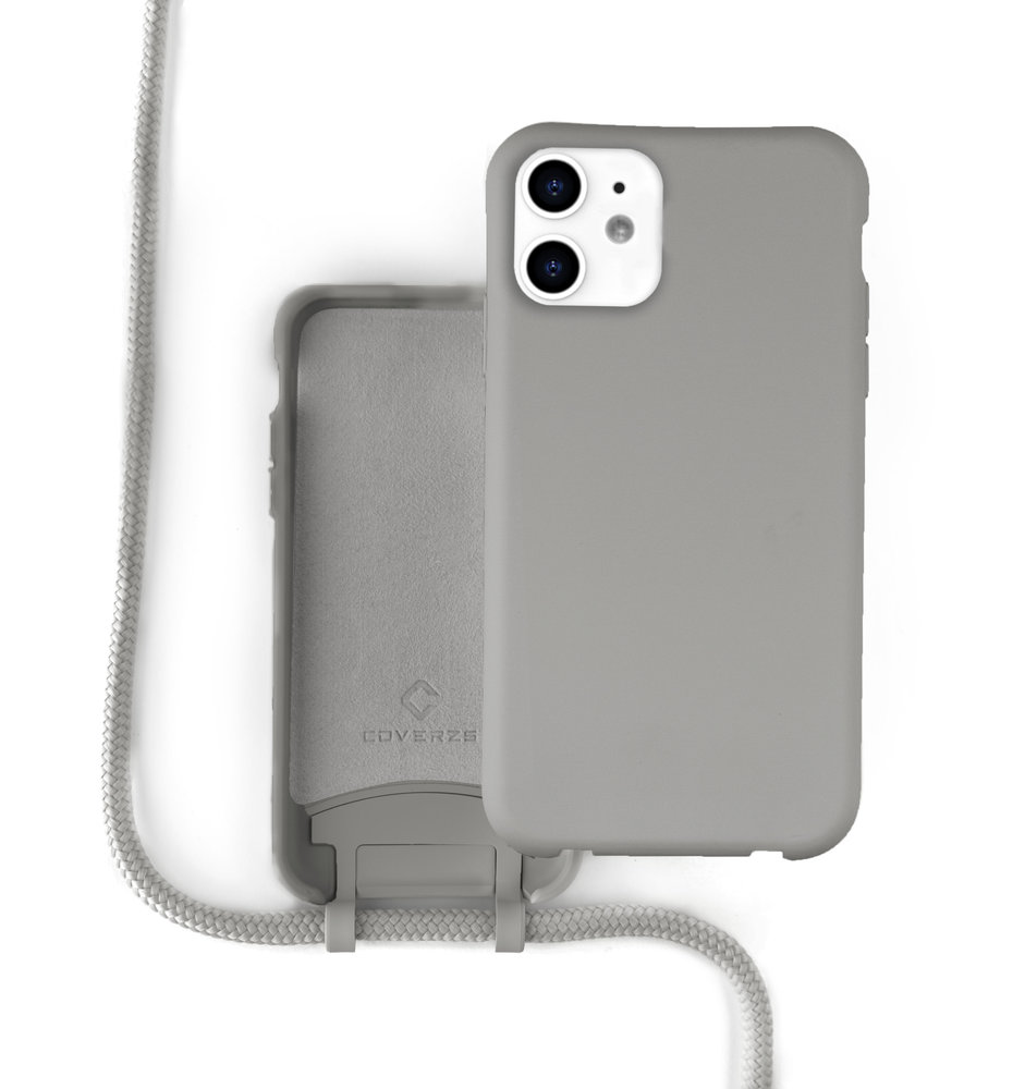 Coverzs Coverzs Silicone case met koord iPhone 11 (grijs)