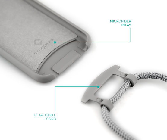 Coverzs Coverzs Silicone case met koord iPhone 11 (grijs)