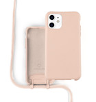 Coverzs Coverzs Silicone case met koord iPhone 11 (roze)