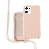 Coverzs Silicone case met koord iPhone 11 (roze)