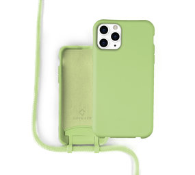Coverzs Silicone case met koord iPhone 11 Pro Max (lichtgroen)