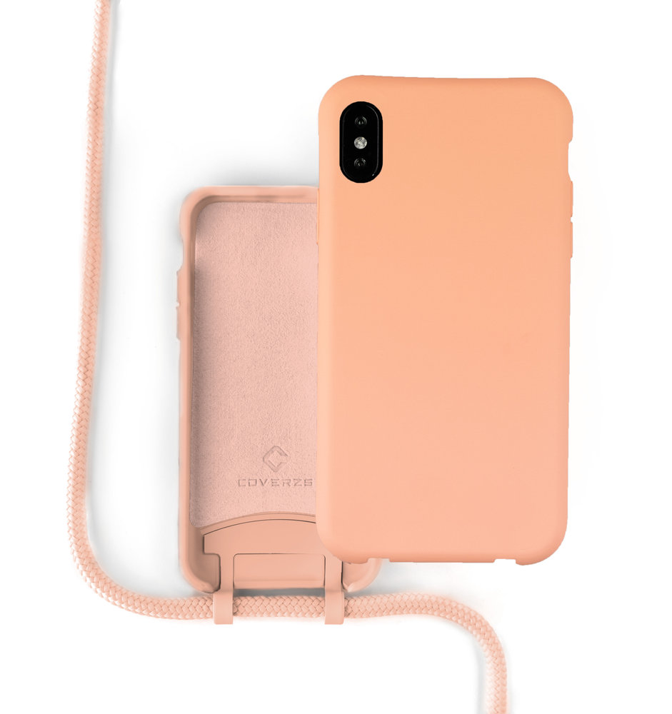 Coverzs Coverzs Silicone case met koord iPhone X / Xs (oranje)
