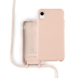 Coverzs Silicone case met koord iPhone Xr (roze)