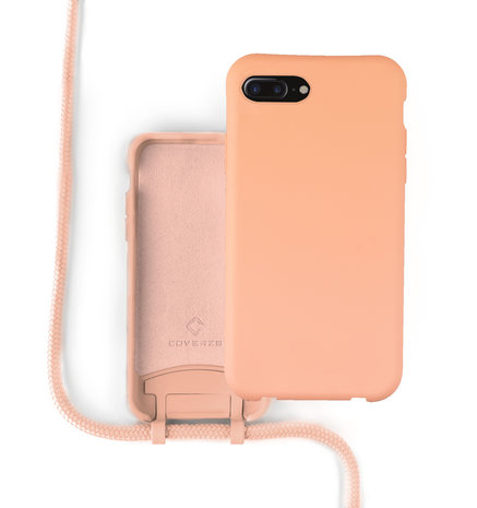 Coverzs Coverzs Silicone case met koord iPhone 7/8 Plus (oranje)
