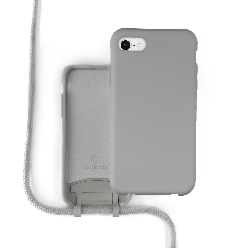Coverzs Coverzs Silicone case met koord iPhone 7/8/SE2020 (grijs)
