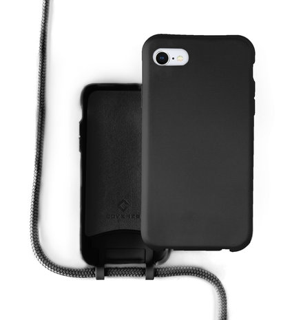 Coverzs Coverzs Silicone case met koord iPhone 7/8/SE 2020 (zwart)