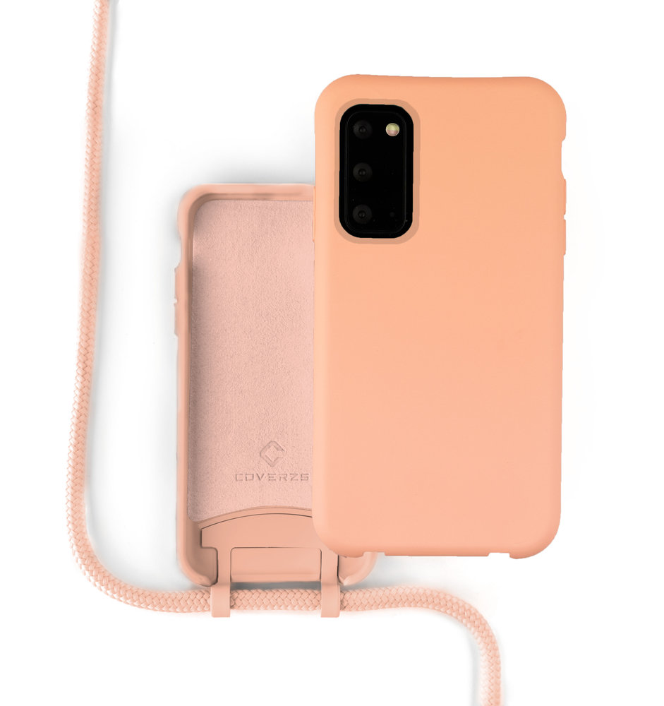 Coverzs Coverzs Silicone case met koord Samsung Galaxy S20 (oranje)