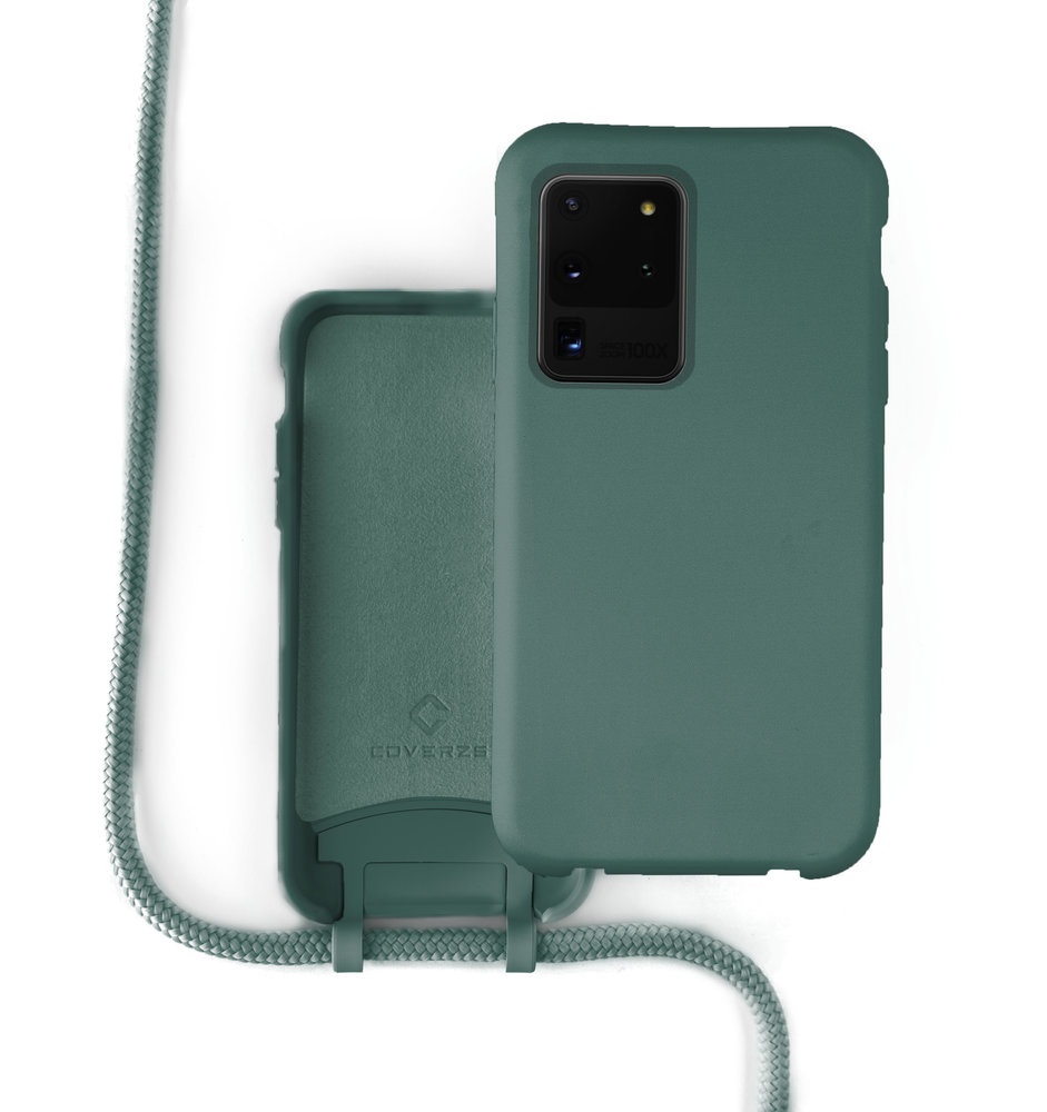 Coverzs Coverzs Silicone case met koord Samsung Galaxy S20 Ultra (donkergroen)