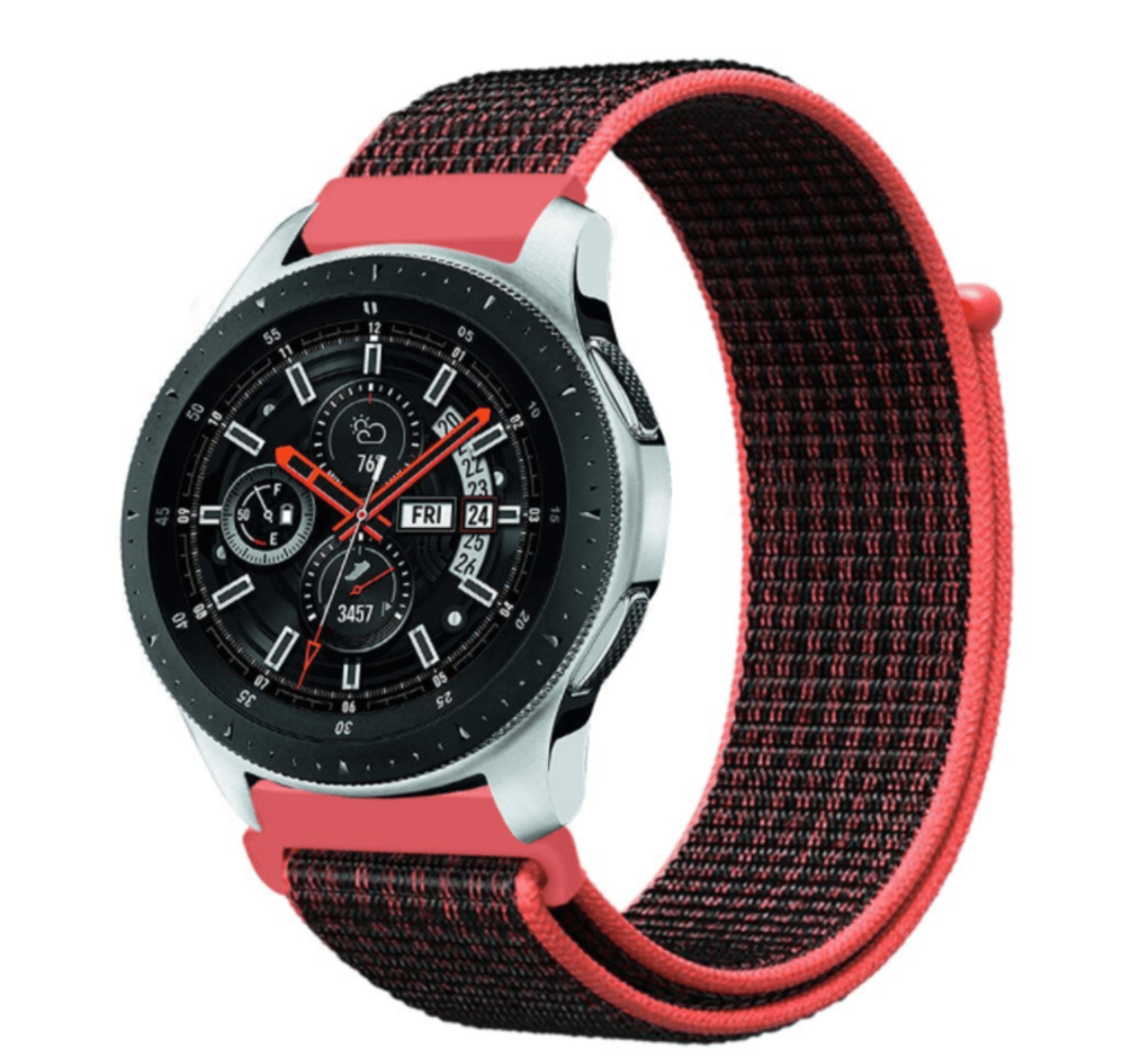Samsung Galaxy Watch nylon band (zwart/rood) Samsung Galaxy Watch nylon band (zwart/rood)