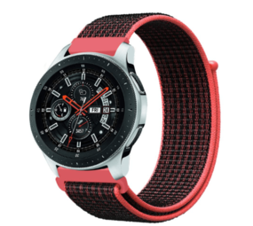 Samsung Galaxy Watch nylon band (zwart/rood) Samsung Galaxy Watch nylon band (zwart/rood)