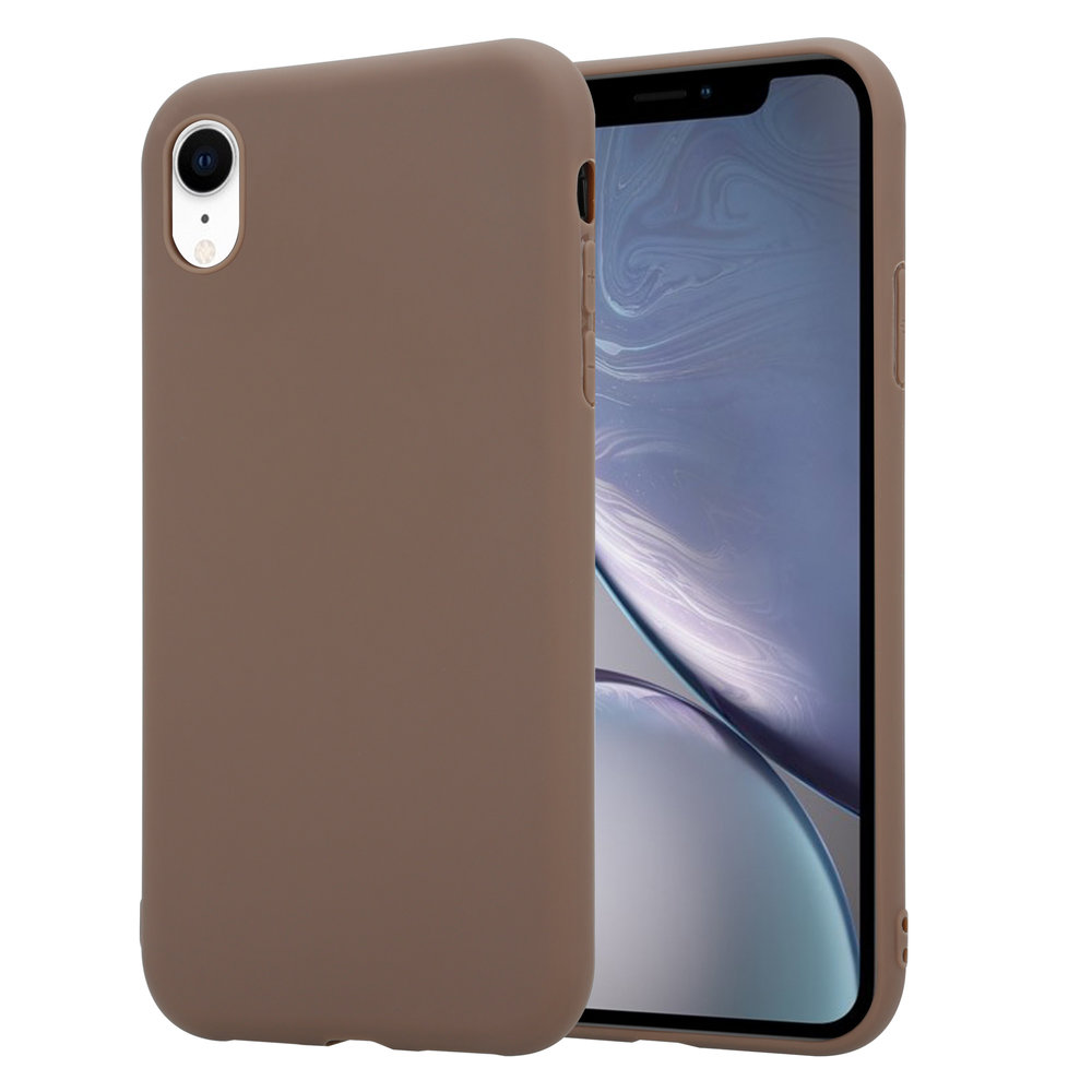 Silicone case iPhone Xr lichtbruin