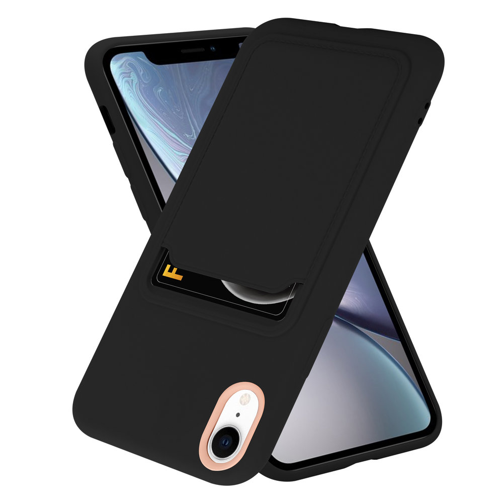 ShieldCase® ShieldCase iPhone Xr siliconen hoesje met pasjeshouder (zwart)