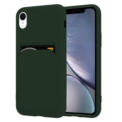 ShieldCase® ShieldCase iPhone Xr siliconen hoesje met pasjeshouder (donkergroen)