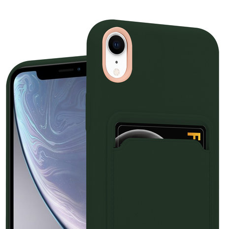 ShieldCase® ShieldCase iPhone Xr siliconen hoesje met pasjeshouder (donkergroen)